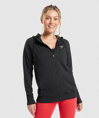 Dámské Mikiny S Kapucí Gymshark Tréninková Zip Černé | CZ 3561SGL